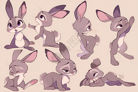 卡通兔子的姿态图片