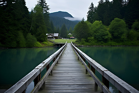 湖畔的栈桥图片
