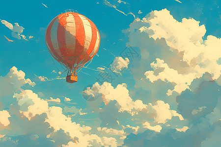 飞翔在云层的热气球图片