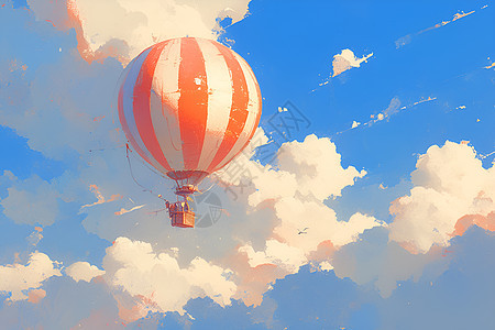 蓝天中的热气球图片