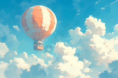 穿越在天空中的热气球图片