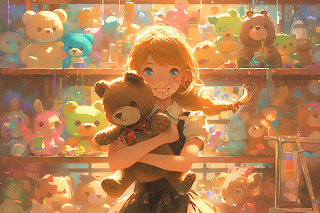 抱着泰迪熊的女孩图片
