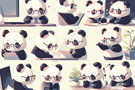 卡通熊猫表情包图片