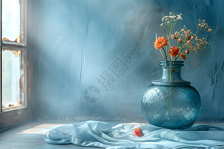 玻璃花瓶里的鲜花图片