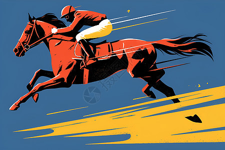 奔驰的马和骑师图片