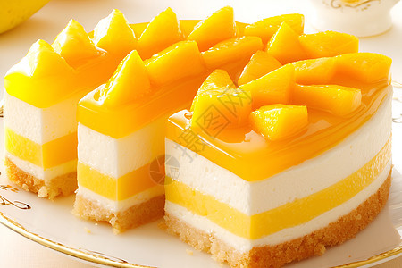 芒果蛋糕甜点图片