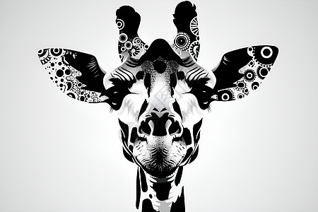 黑白的可爱长颈鹿图片