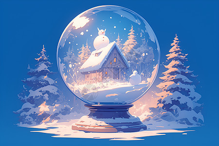 卡通的雪景水晶球图片