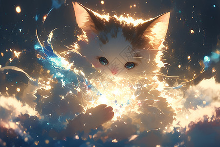 星云仙猫插画图片