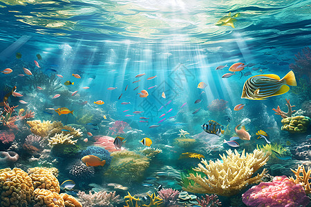 水下的珊瑚和鱼儿图片