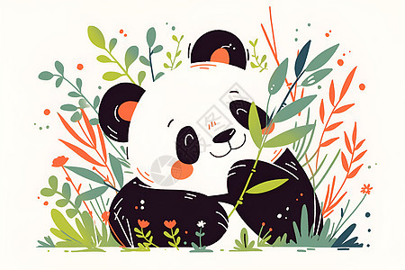 绘画的可爱熊猫图片