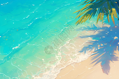 绘画的海滩风景图片