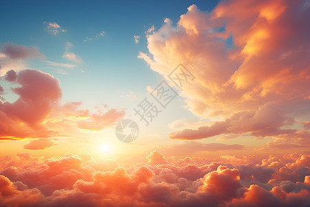 壮观的日落和云海图片