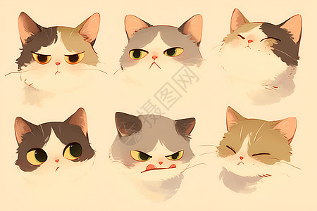 猫咪表情插画图片