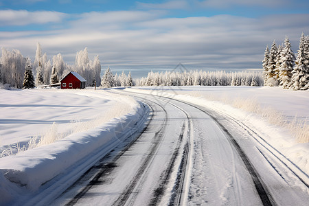 乡村公路上的积雪图片