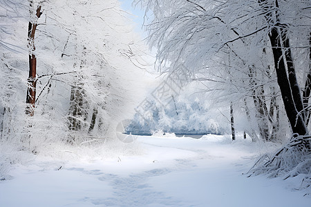 冬日森林的雪景图片