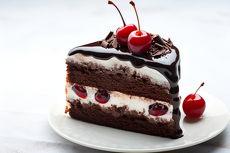 巧克力蛋糕上的樱桃图片