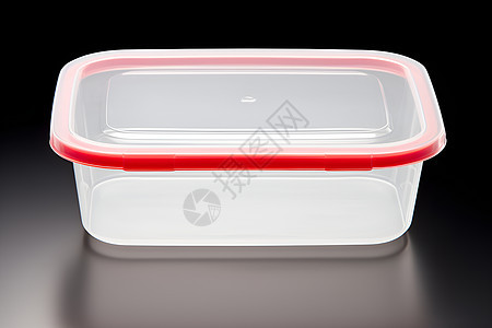 透明塑料盒子上有红色盖子图片