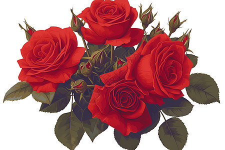 鲜红玫瑰花束图片