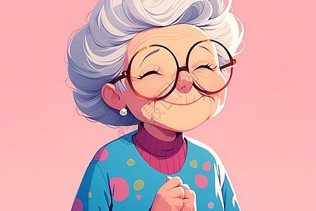 温馨可爱的奶奶卡通角色图片