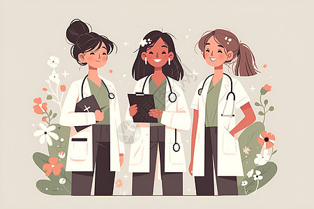 三名女医护人员图片