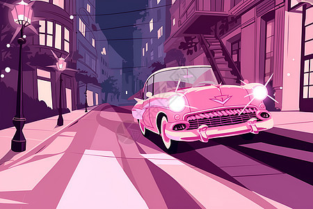 粉色汽车的车头灯图片