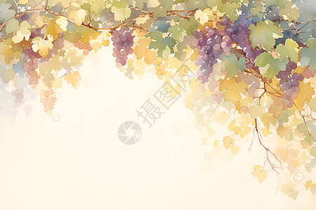 柔和光影中的葡萄架图片