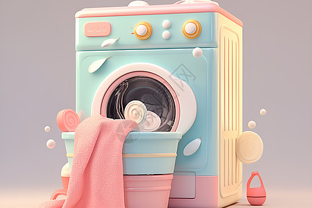 可爱洗衣机卡通插画图片