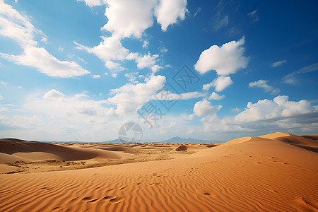 沙漠中的蓝天白云图片