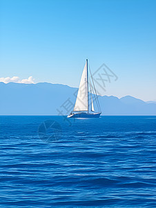 一艘帆船在海面上滑行图片