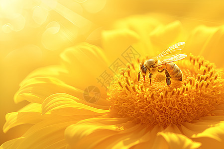 小蜜蜂采花蜜图片