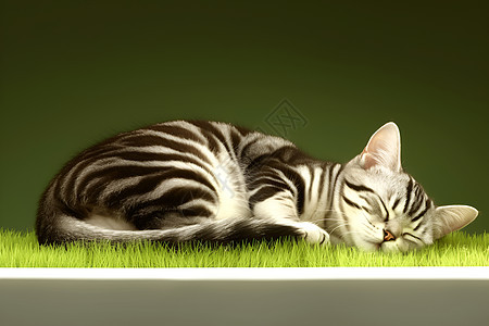 草地上的美国短毛猫图片