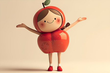 可爱红苹果少女图片