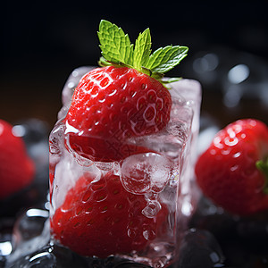 冰冻的草莓图片