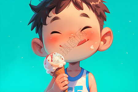 阳光男孩吃冰淇淋图片