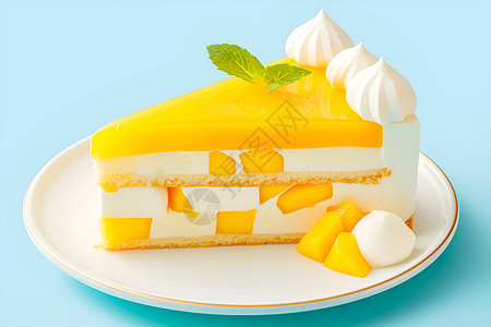 新鲜的芒果蛋糕图片