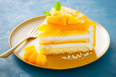 美味诱人的芒果蛋糕图片