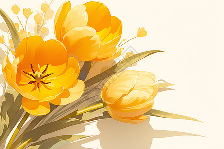 鲜艳橙色郁金香图片