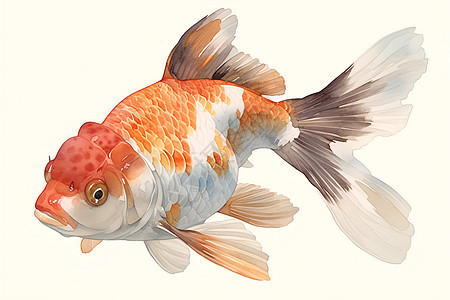 水彩金鱼插画图片