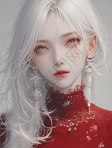 白发美女插画图片