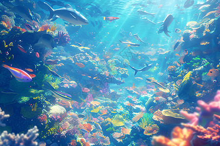 海底的鱼类和珊瑚图片