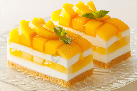 美味的芒果蛋糕图片