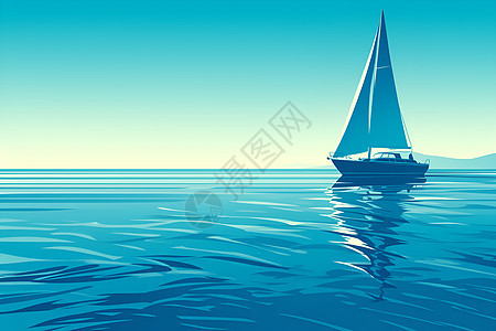 帆船行驶在碧蓝海水上图片