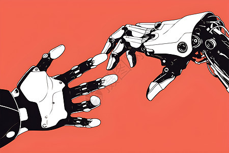 两只机器人握手图片