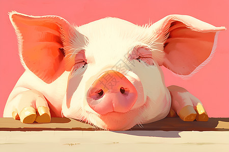 阳光下睡觉的小猪图片