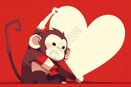 猴子举着心形牌子图片