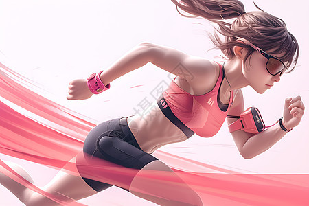 粉红色奔跑女性运动美图片
