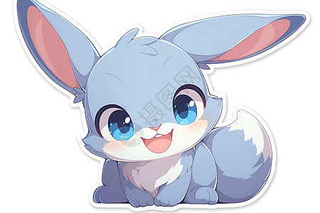 蓝色兔子插画图片