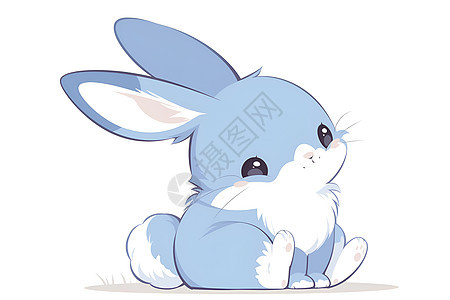 蓝色兔子的可爱表情图片