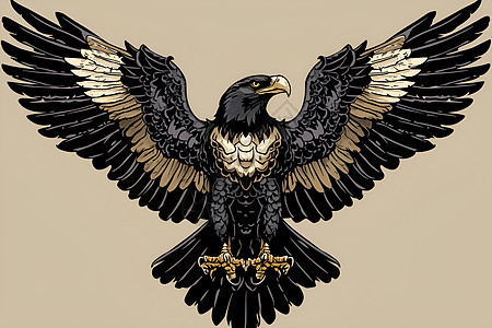 黑金色的美洲鹰展翅翱翔图片
